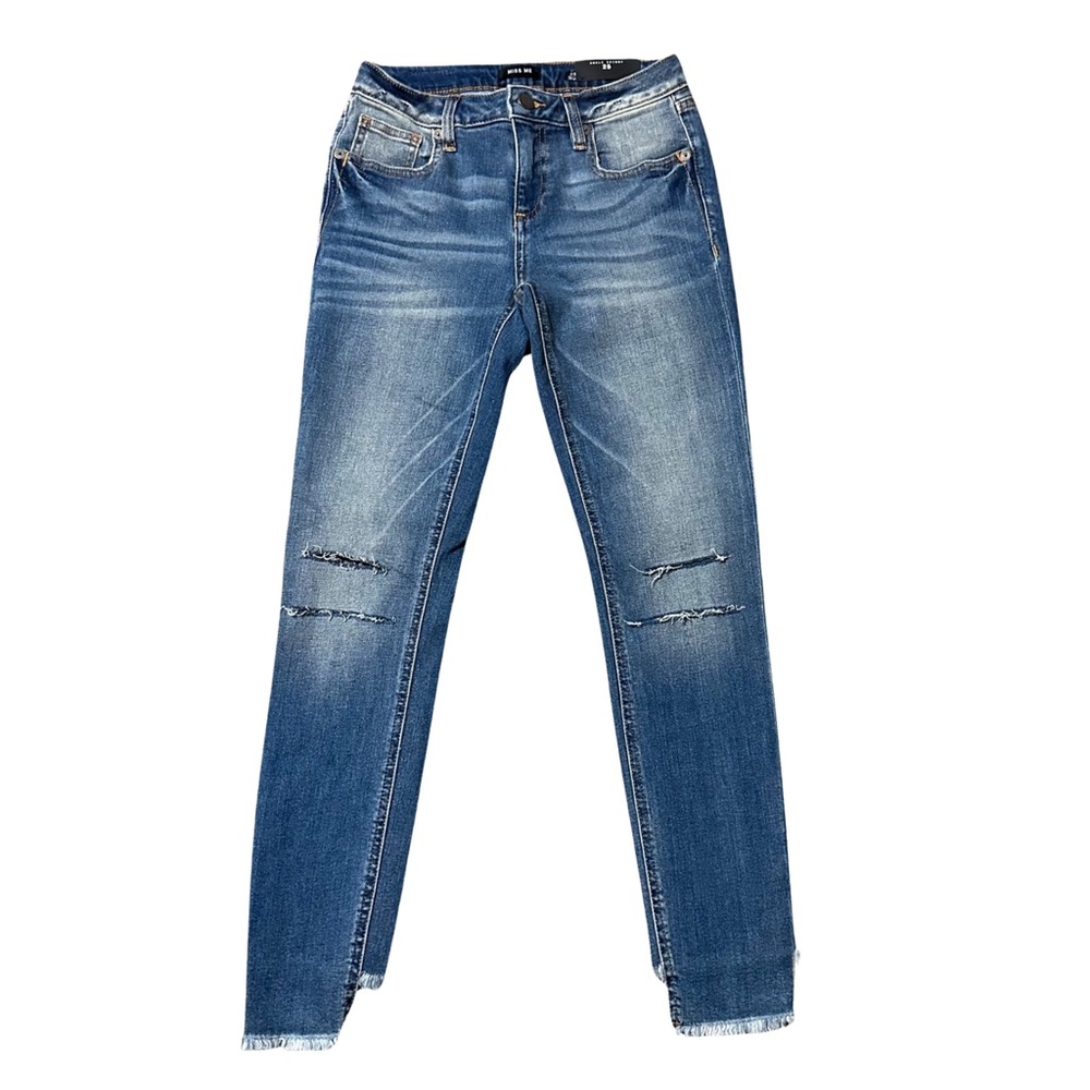 NWT | Miss Me Mid-Rise Ankle Skinny Distressed + High-Low Ankle | Size 25